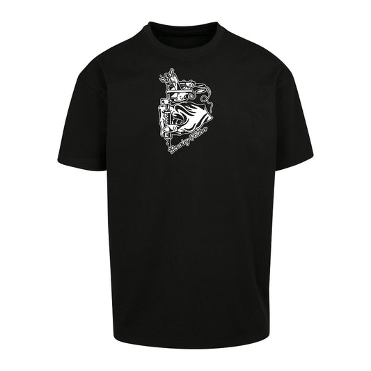 White eagle tee | Black | Dunker 240gsm Oversized T-Shirt - Wrong Crowd Artist merch