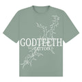 Oversized GODTEETH thorn tshirt | Sage | Breezer 180gsm Oversized T-Shirt - Wrong Crowd Artist merch