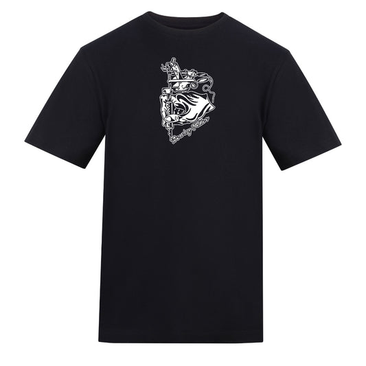 White eagle tee | Black | Duzzer 180gsm Regular Fit T-Shirt - Wrong Crowd Artist merch