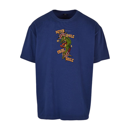 Never smile at a croc-odile | Dark Blue | Dunker 240gsm Oversized T-Shirt