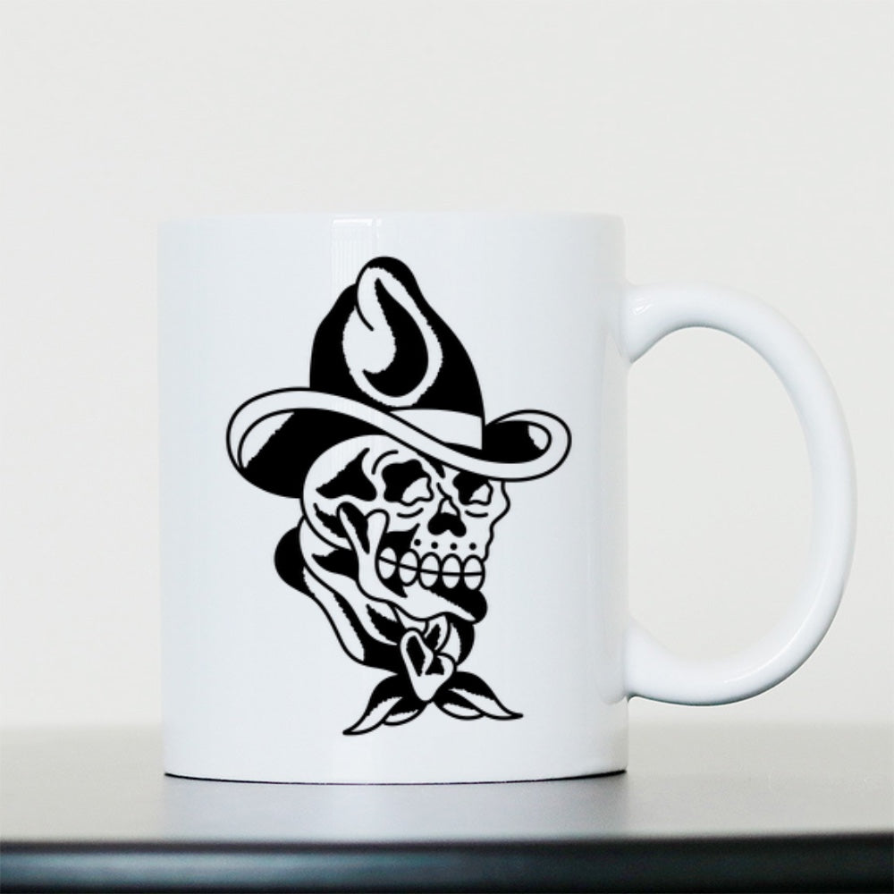 Cowboy Skull Mug | White | 15oz Mighty Mug - Wrong Crowd Artist merch