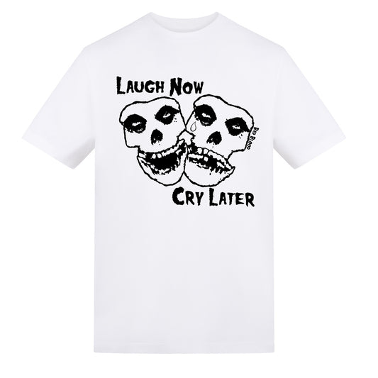 Laugh now cry later regular fit tee | White | Duzzer 180gsm Regular Fit T-Shirt