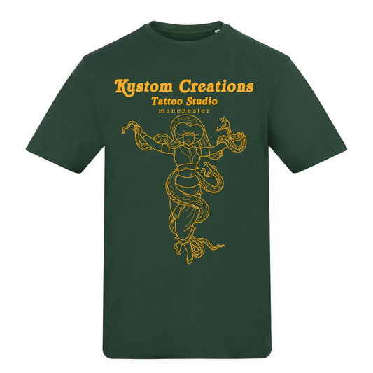 Snake charmer | Bottle Green | Duzzer 180gsm Regular Fit T-Shirt