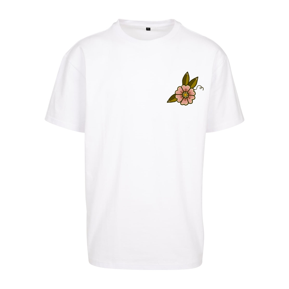 Floral Bird T-Shirt | White | Dunker 240gsm Oversized T-Shirt