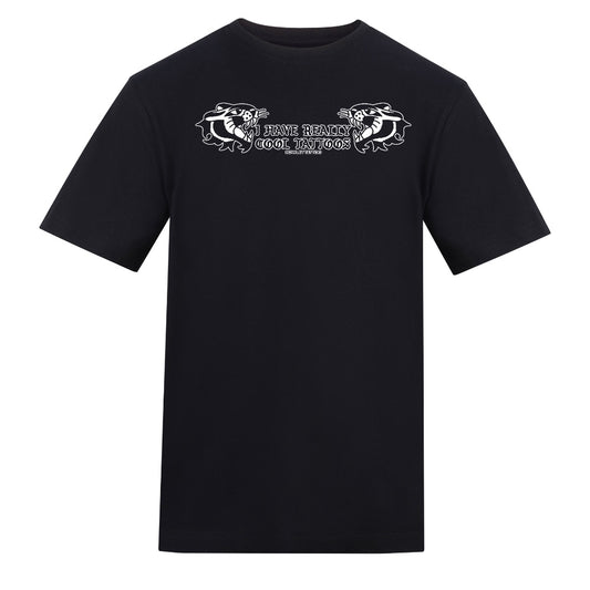 Cool Tattoos White Tee | Black | Duzzer 180gsm Regular Fit T-Shirt